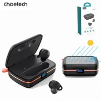 CHOETECH TWS Bluetooth Kopfhörer SOLAR inkl. 2500mAh Powerbank -Schwarz