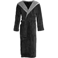 CELINATEX Texas Bademantel Kapuze L schwarz anthrazit Mikrofaser Damen