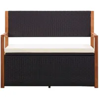 VidaXL Bank mit Stauraum 115 cm Poly Rattan Massivholz