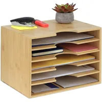 Relaxdays Briefablage Bambus, mit 5 Fächer, Dokumentenablage HBT: 23,5