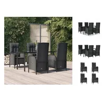 VidaXL Polyrattan Garten-Essgruppe 5-tlg. schwarz inkl. Kissen 3185191