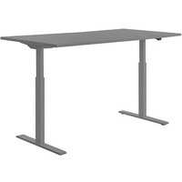 TOPSTAR E-Table elektrisch höhenverstellbarer Schreibtisch grau rechteckig, T-Fuß-Gestell grau