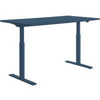 TOPSTAR E-Table elektrisch höhenverstellbarer Schreibtisch petrolblau rechteckig, T-Fuß-Gestell blau