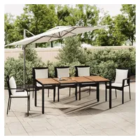 VidaXL Gartentisch mit Holzplatte Schwarz Poly Rattan & Akazienholz