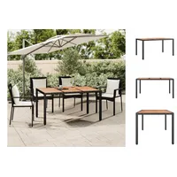 VidaXL Gartentisch mit Holzplatte Schwarz Poly Rattan & Akazienholz