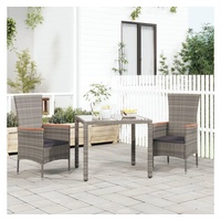 VidaXL Gartenstühle mit Kissen 2 Stk. Poly Rattan Grau