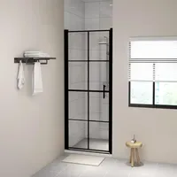 VidaXL Duschtür Hartglas 81x195 cm Schwarz