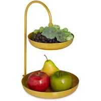 Relaxdays Obst Etagere, 2 stöckig, Metall, HxBxT: 31 x