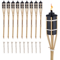 Relaxdays Gartenfackeln für draußen, 10er Set, 60 cm, Bambusfackeln
