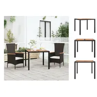 VidaXL Gartentisch mit Holzplatte Schwarz Poly Rattan & Akazienholz