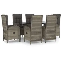 VidaXL Garten-Essgruppe 7-tlg. Schwarz/Grau