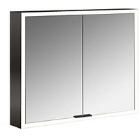EMCO prime Aufputz-Lichtspiegelschrank 949713562 800x700mm, 2-türig, schwarz/spiegel