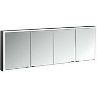 EMCO prime Aufputz-Lichtspiegelschrank 949713589 2000x730mm, 4-türig, schwarz/spiegel