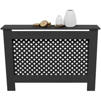 ECD Germany Heizkörperverkleidung mit Wabenmuster 112x19x82 cm Schwarz aus