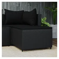 VidaXL Gartenhocker mit Kissen Schwarz Poly Rattan