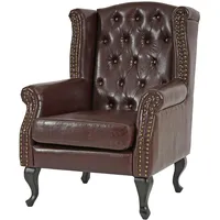 Mendler Sessel Relaxsessel Clubsessel Ohrensessel Chesterfield, Kunstleder antik-braun ohne