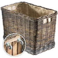 Kobolo Holzkorb für Kaminholz Kaminholzwagen mit Rollen- aus Rattan