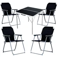 Mojawo 5-teiliges Campingmöbel Set Alu L80xB80xH70cm schwarz - Schwarz