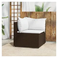 VidaXL Garten-Ecksofa mit Kissen Braun Poly Rattan