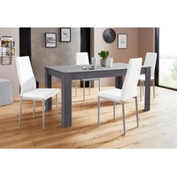 INOSIGN Essgruppe "Lynn160/Brooke", weiß (schieferfarben, weiß,), B:160cm, Sitzmöbel-Sets, Essgruppe,