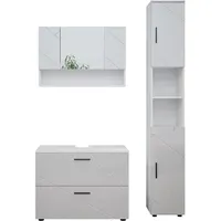 Vicco Badmöbel-Set Irma, Weiß Hochglanz, 3 Teile, mit Spiegelschrank