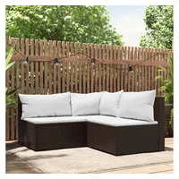 VidaXL 3-tlg. Garten-Lounge-Set mit Kissen Braun Poly Rattan