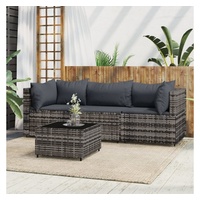 VidaXL Polyrattan Lounge-Set 4-tlg. grau inkl. Kissen 319767