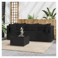 VidaXL Polyrattan Loungesofa 4-tlg. schwarz inkl. Kissen 319783