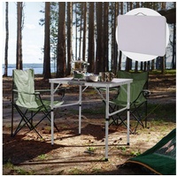 ML-Design Campingtisch aus Aluminium, Silber-Weiß 75x55x68/32,5 cm, Höhenverstellbarer Klapptisch,