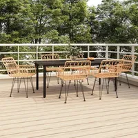 VidaXL 7-tlg. Garten-Essgruppe Poly Rattan