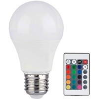 V-Tac RGB LED E27 Leuchtmittel Fernbedienung Glühbirne, Farbwechsel Lampe
