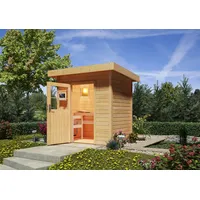 Karibu Saunahaus "Ekiti" SET naturbelassen mit Ofen 9 kW