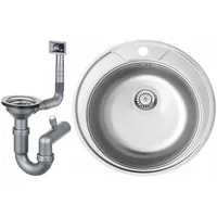 Faizee Möbel Edelstahlspüle Ø 51 cm Einbauspüle Spüle Küchenspüle