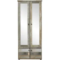 Innostyle Garderobenschrank BONANZA mit Spiegel - Driftwood Nachbildung