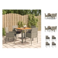 VidaXL 5-tlg. Garten-Essgruppe mit Kissen Grau Poly Rattan