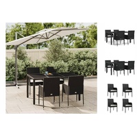 VidaXL 5-tlg. Garten-Essgruppe mit Kissen Schwarz Poly Rattan