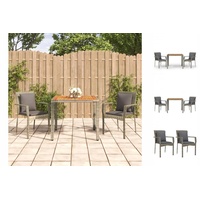 VidaXL 3-tlg. Garten-Essgruppe mit Kissen Grau Poly Rattan