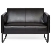 HJH Office Sofa BALI BLACK Kunstleder glatt, 2-Sitzer schwarz