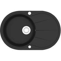 VidaXL Granit Küchenspüle Einzelwaschbecken Oval Schwarz - Schwarz