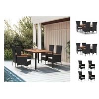 VidaXL Polyrattan Garten-Essgruppe 5-tlg. schwarz inkl. Kissen 3157530