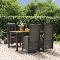 VidaXL Polyrattan Garten-Essgruppe 5-tlg. schwarz inkl. Kissen 3185070