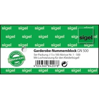 Sigel Nummernblock 'Garderobe', 1-500, VE=5 Block a 100 Blatt
