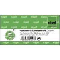 Sigel Garderobenblöcke 1-500, farbsortiert, 5 Blöcke