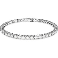 Swarovski Matrix Tennis Armband, Rundschliff, Blau, Rhodiniert