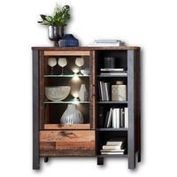 Innostyle Cardiff Highboard Used Style Optik Dark Holzwerkstoff/Glas inkl.
