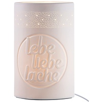 Gilde Porzellan Lampe - Tischlampe Ellipse lebe liebe lache