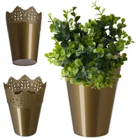 Kadax Spitzen-Blumentopf aus Kunststoff, 12 cm, Hoch, Gold