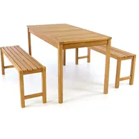 VCM 3-tlg. Sitzgruppe natur Garten-Set Gartentisch mit Bank 135