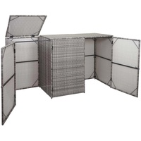MCW 3er-Mülltonnenverkleidung MCW-E25, Mülltonnenbox Mülltonnenabdeckung, Poly-Rattan 3x120l grau