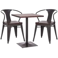 MCW Set Bistrotisch 2x Esszimmerstuhl MCW-H10d, Stuhl Tisch Küchenstuhl